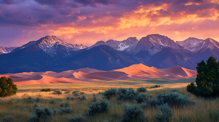 Obraz premium Great Sand Dunes National Park Sunset Landscape