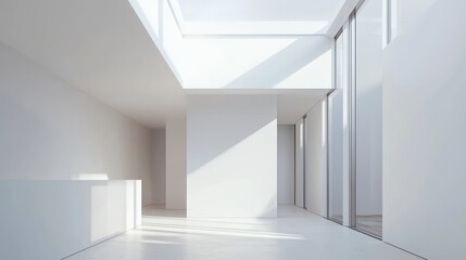 Fototapeta premium Modern Minimalist White Interior Design Sunlit Room Architecture