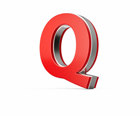 Fototapeta premium Vibrant Red Capital Letter Q Gleams With Its Sleek Design Bold Font With Sharp Edges 3D Illustration