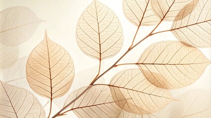 Obraz premium Serene Digital Art of Translucent Autumn Leaves with Pastel Tones V2