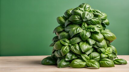 Fototapeta premium stacked basil in the photo front view with studio background and high detail