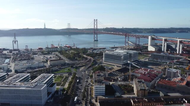 drone alcantara lisboa, rio tejo