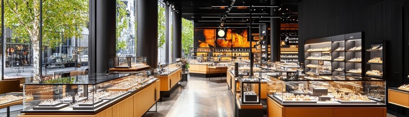 Modern Luxury Watch and Jewelry Store Interior.