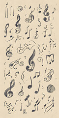 Naklejka premium Collection of Hand-Drawn Musical Notes