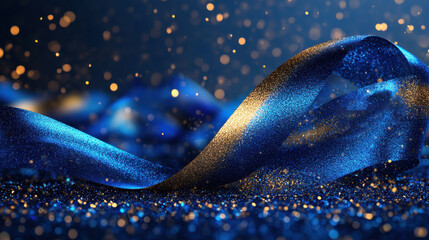 Blue Gold Particle Streamer Background Material