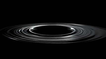 Fototapeta premium Black hole at the heart of a 3d cosmic abyss where 2d light waves are stretched and swallowed by the darkness showing the black holes place within the vast empty void. Void. Illustration