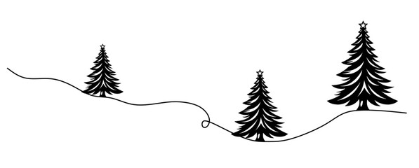 Christmas pine tree line art vector	