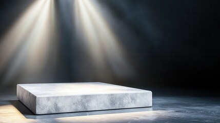 Luminous Stage Ambiance Concept. Empty illuminated platform on a dark stage setting