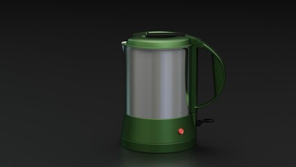 Realistic 3D electric kettle model with intricate details, ideal for e-commerce, advertisements, and product visuals. High-quality renders in various angles and formats for professional use.