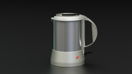Realistic 3D electric kettle model with intricate details, ideal for e-commerce, advertisements, and product visuals. High-quality renders in various angles and formats for professional use.