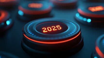 Futuristic 2025 Countdown Interface Technology Digital New Year Concept Illustration