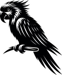 Parrot vector black silhouette cricut design for T-shirt