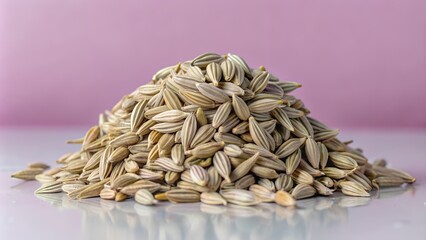 Obraz premium stacked fennel seed in the photo front view with studio background and high detail