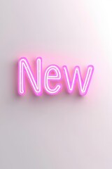 Neon sign 'new' close-up of contemporary graphic design space