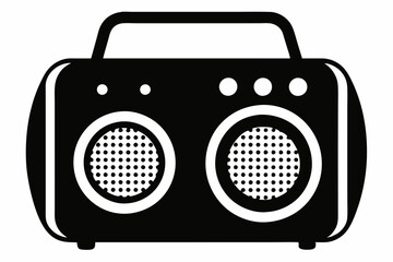 Black Silhouette Vector Art of a Portable Speaker