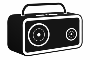 Black Silhouette Vector Art of a Portable Speaker