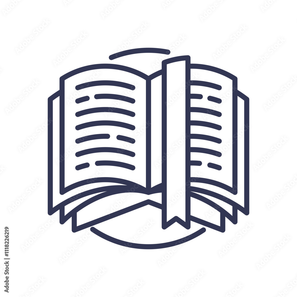 Poster open book with bookmark symbolizes continuous learning and knowledge acquisition.
