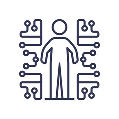 Handshake symbolizing Human-AI collaboration with clouds and grid background.