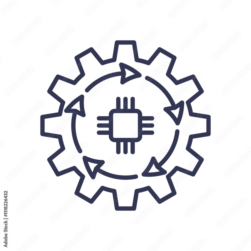 Poster gear and microchip symbolize automation and technology integration.