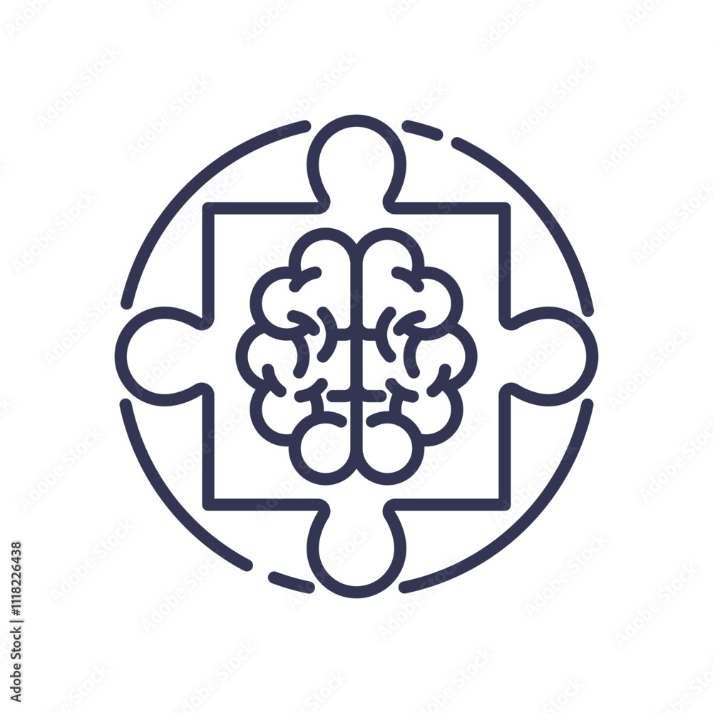 Aufkleber brain puzzle symbolizing cognitive processes and behavioral analysis.