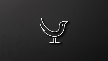 Elegant Bird Outline on Black Background