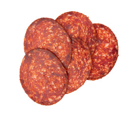 peppered salami sausage isolated. With clipping path.