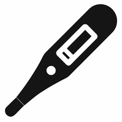 Black Silhouette Vector Illustration of a Digital Thermometer