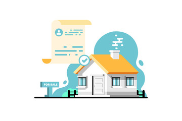 Rental contract or purchase of personal residence on isolated background, Vector Illustration.