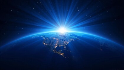 Obraz premium Stunning Earth View with Radiant Sunlight Above the Horizon