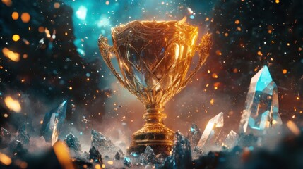 Crystal Trophy and Flame
