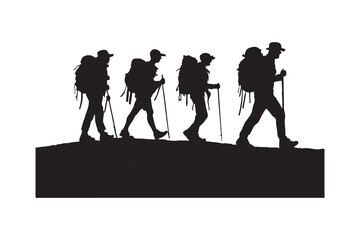  Hiking man Silhouettes. hiker with rucksacks silhouette.