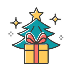 christmas gift box with ribbon