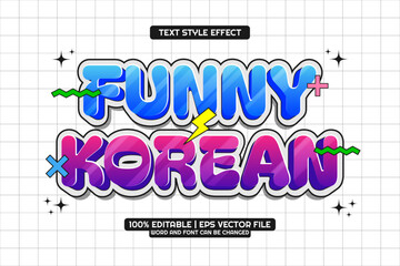 Editable text effect Funny Korean 3d Cartoon Template Style
