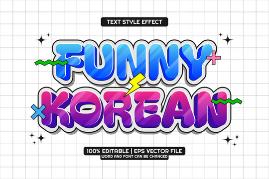 Editable text effect Funny Korean 3d Cartoon Template Style
