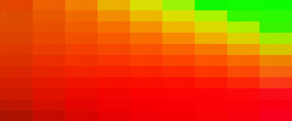 colorful pixelate gradient red yellow green fluorescent shades rectangular grid abstract geometric rainbow pixels background