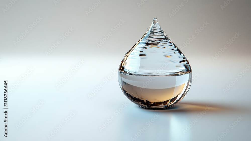 Poster realistic 3d water drop on white background with clipping path for design projects