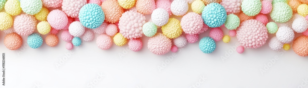 Aufkleber a colorful array of textured, pastel-colored spheres arranged in a playful pattern on a light surfac