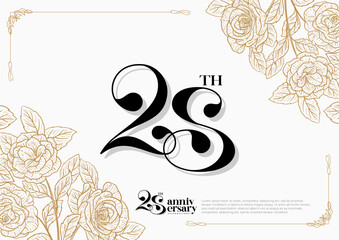 Obraz premium Elegant 28th Anniversary Celebration with Gold and Rose Flower Background
