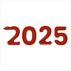Chinese 2025 New Year Numeric. Zodiac Asia Silhouette Snake