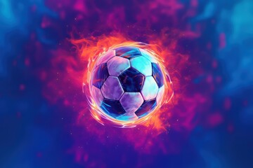 Fiery soccer ball in vibrant colors