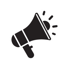 megaphone icon logo silhouette white background.