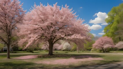 Hurd Park, Dover, New Jersey: Cherry tree blossom explosion (for the summertime green leaves version, look for file # 169989794)