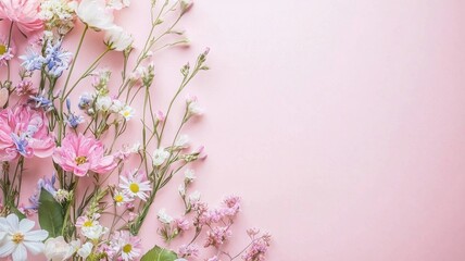 Pastel Floral Arrangement with Negative Space