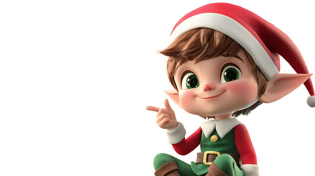 A cartoon elf is pointing to something