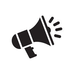 megaphone icon logo silhouette white background.