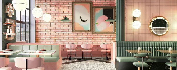 mood board interior retro restaurant