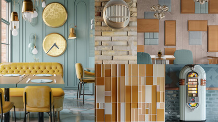 mood board interior retro restaurant