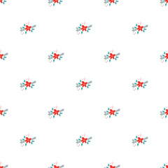 Floral Winter Seamless Vector Pattern Design