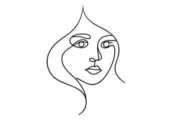 Continuous One-Line Drawing of a Woman's Face - Minimalist Feminine Art