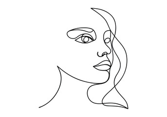 Continuous One-Line Drawing of a Woman's Face - Minimalist Feminine Art